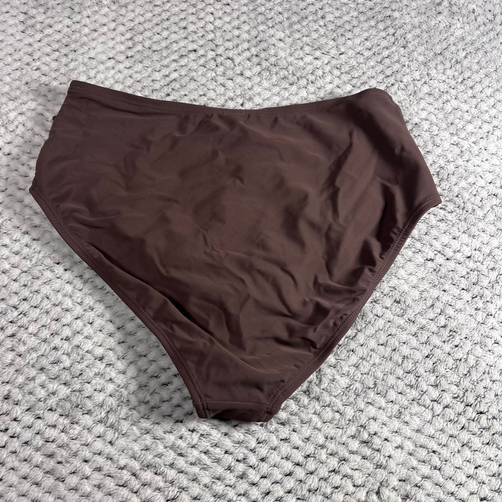 Women's High Waisted Ruched Bikini Set Brown Adjustable Side Ties Swimsuit Small - Picture 6 of 9